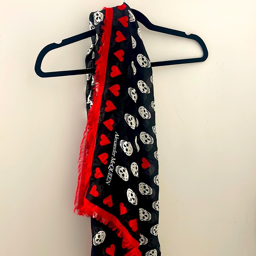 Alexander McQueen black and red skull scarf $145 new, never used, with tags